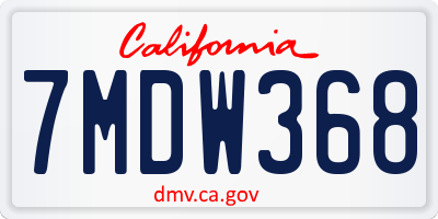 CA license plate 7MDW368