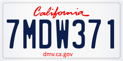 CA license plate 7MDW371