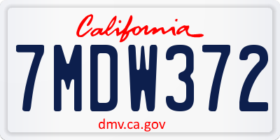 CA license plate 7MDW372