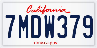 CA license plate 7MDW379