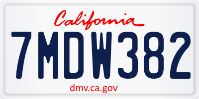 CA license plate 7MDW382
