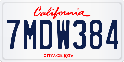 CA license plate 7MDW384