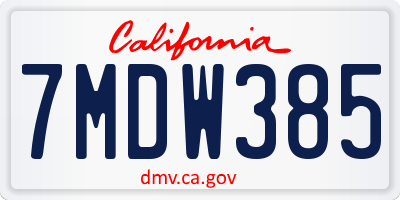 CA license plate 7MDW385