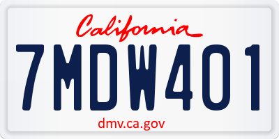 CA license plate 7MDW401