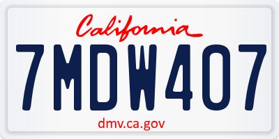 CA license plate 7MDW407