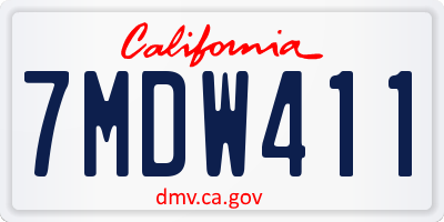 CA license plate 7MDW411