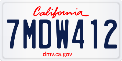 CA license plate 7MDW412