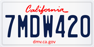 CA license plate 7MDW420