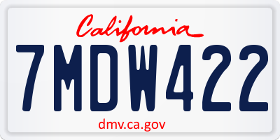 CA license plate 7MDW422