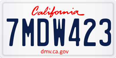 CA license plate 7MDW423