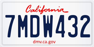 CA license plate 7MDW432