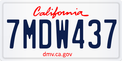 CA license plate 7MDW437