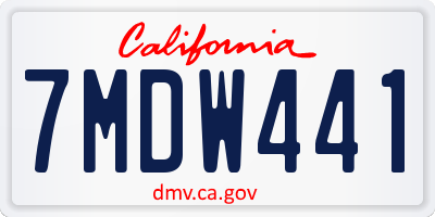CA license plate 7MDW441