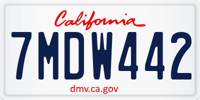 CA license plate 7MDW442