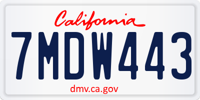 CA license plate 7MDW443