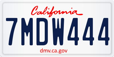 CA license plate 7MDW444