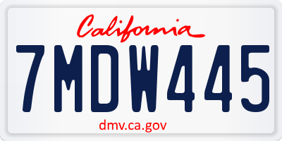 CA license plate 7MDW445