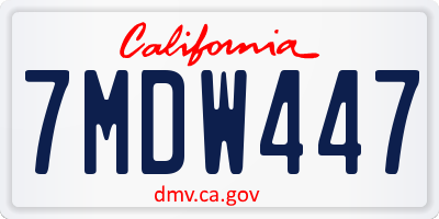 CA license plate 7MDW447
