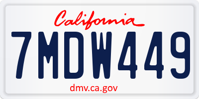 CA license plate 7MDW449