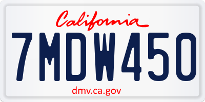 CA license plate 7MDW450