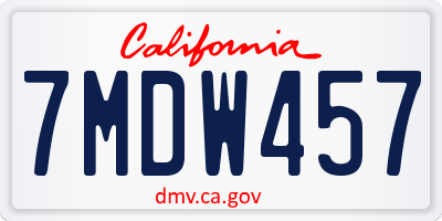 CA license plate 7MDW457