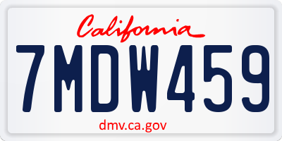 CA license plate 7MDW459