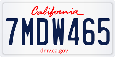 CA license plate 7MDW465
