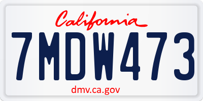 CA license plate 7MDW473