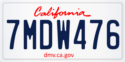 CA license plate 7MDW476