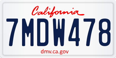 CA license plate 7MDW478