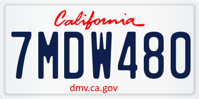 CA license plate 7MDW480