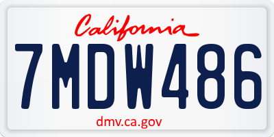 CA license plate 7MDW486