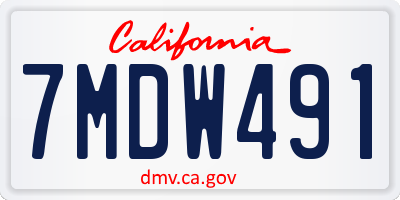 CA license plate 7MDW491