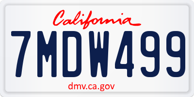 CA license plate 7MDW499