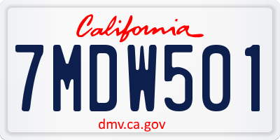 CA license plate 7MDW501