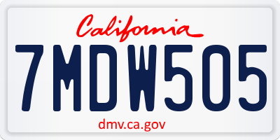 CA license plate 7MDW505