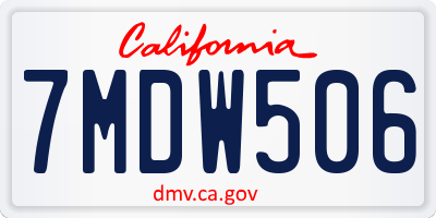 CA license plate 7MDW506