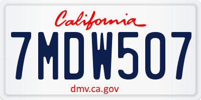 CA license plate 7MDW507