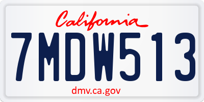 CA license plate 7MDW513