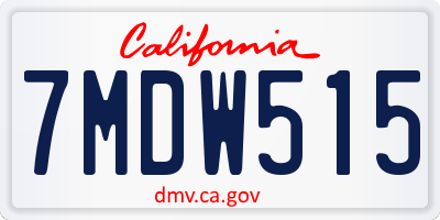 CA license plate 7MDW515