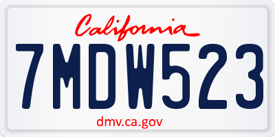 CA license plate 7MDW523