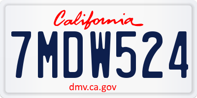 CA license plate 7MDW524