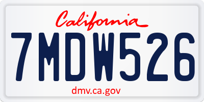 CA license plate 7MDW526