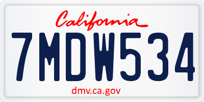 CA license plate 7MDW534