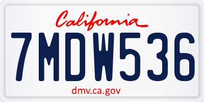 CA license plate 7MDW536