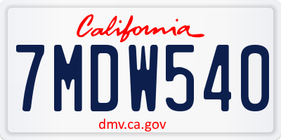 CA license plate 7MDW540