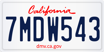 CA license plate 7MDW543