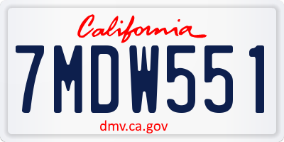 CA license plate 7MDW551