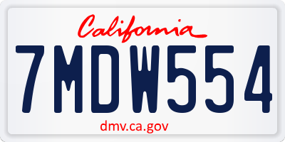 CA license plate 7MDW554