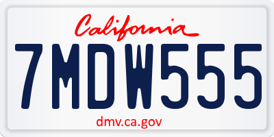 CA license plate 7MDW555